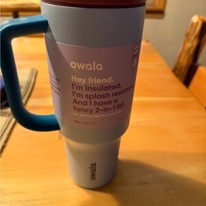 Owala Blue and White Insulated Travel Mug